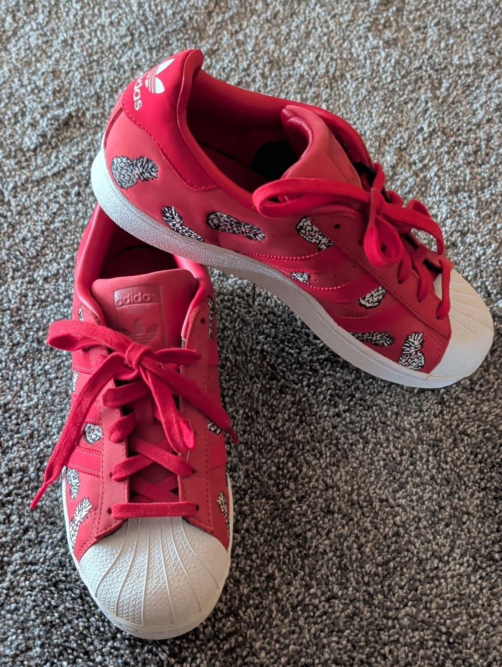 adidas Women's Red Pineapple-Print Shell-Toe Sneakers